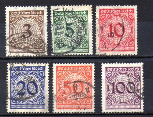 German Empire No. Yvert 331/36 No. Michel 338/43 (o)